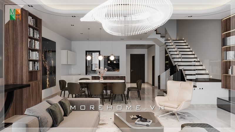 Mẫu bàn ăn 8 ghế ăn màu nâu socola có ấn tượng sang trọng và tiện nghi.